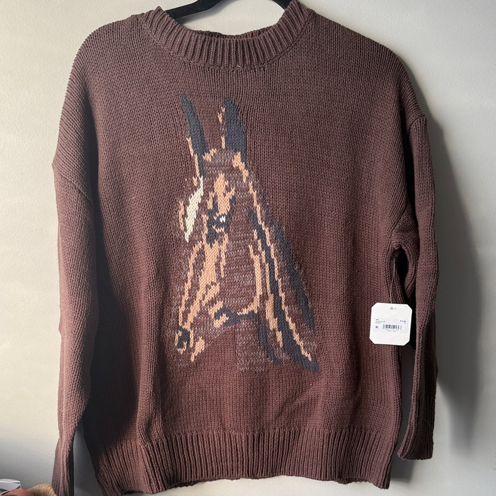 NWT Altar'd State Brown Horse Graphic Sweater